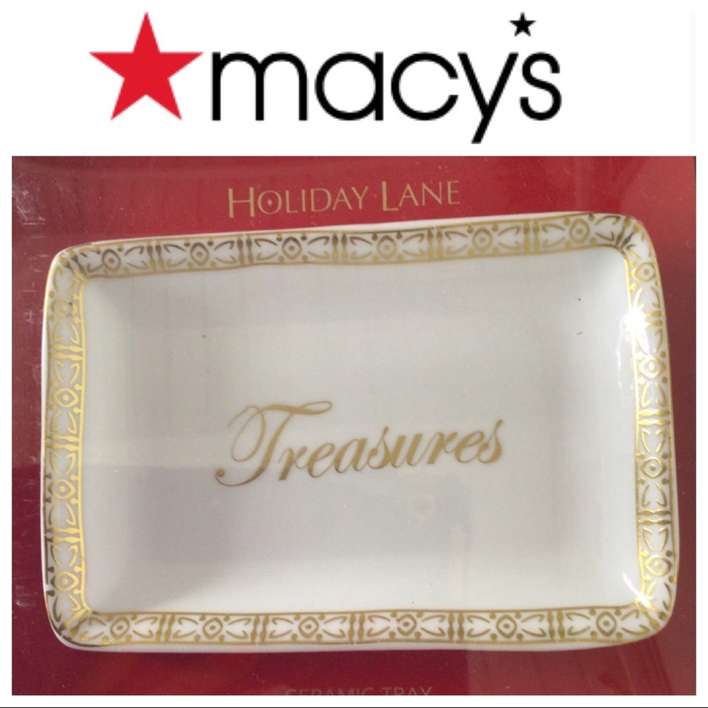 MACYS HOLIDAY LANE WHITE CERAMIC TRINKET T…